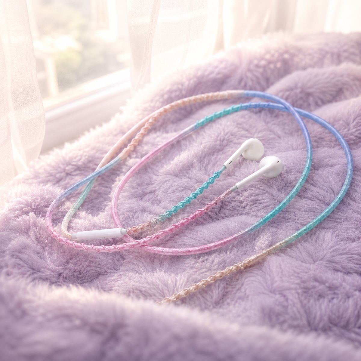 Daydream Pastel Hand-Wrapped Wired Earphones with Soft Pastel Design