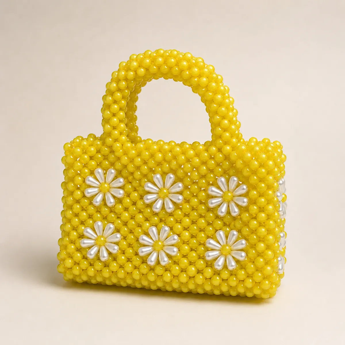 Yellow Beaded Daisy Tote Bag | Sunshine Bloom