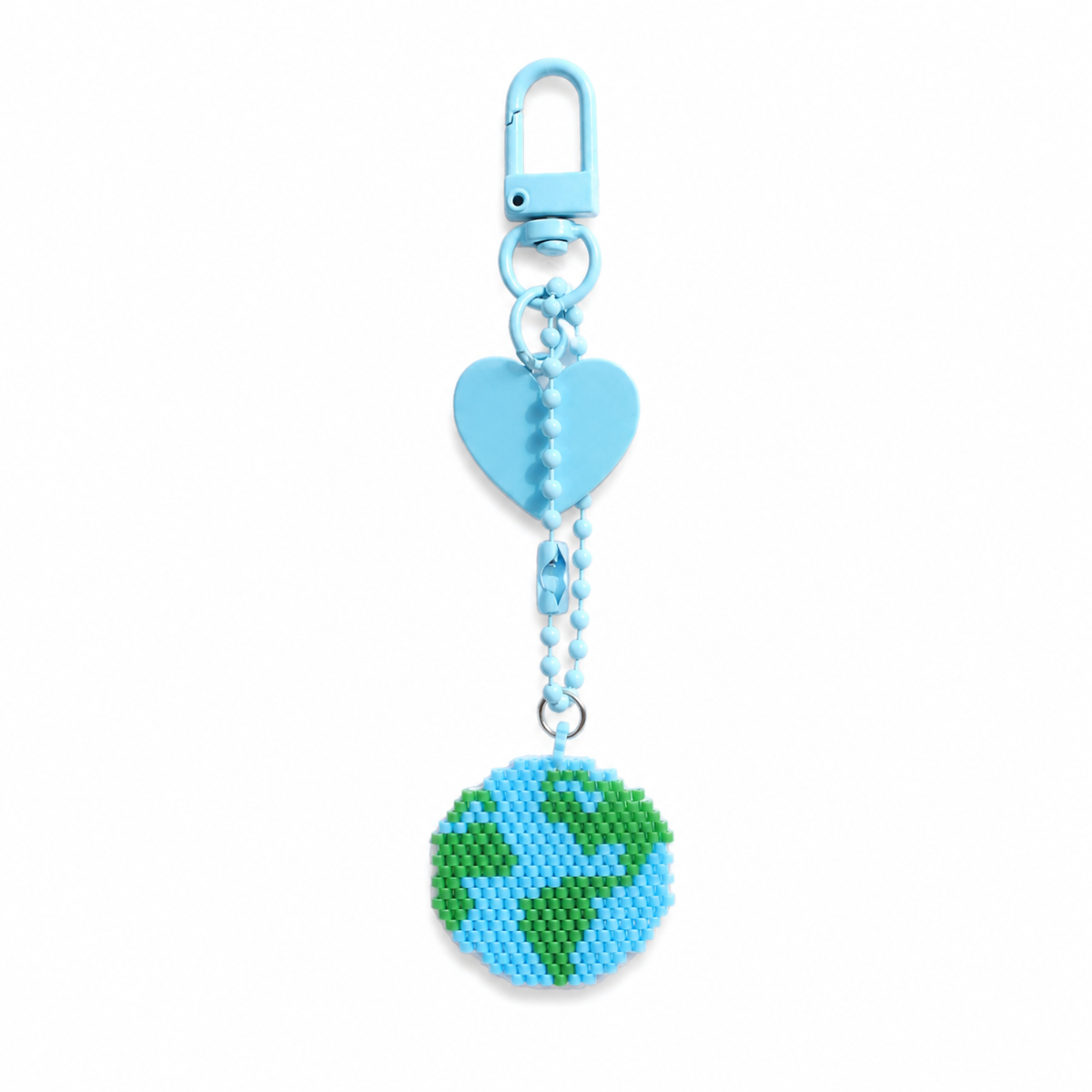 Handmade Glass Seed-Bead Earth Globe Bag Charm - Beaded Earth Globe Keychain for Bags & Keys