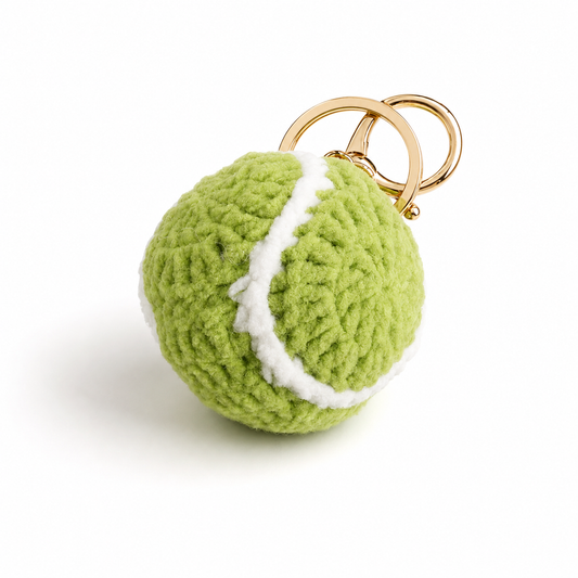 Center Court Tennis Ball Keychain – Hand-Crocheted Sports Bag Charm