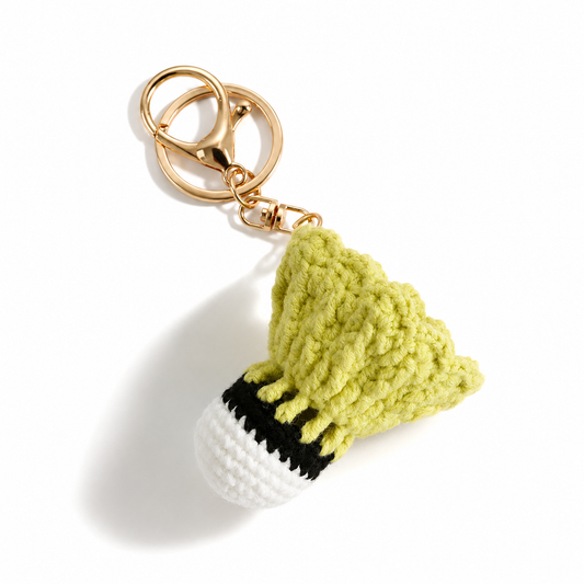 Feather Shuttlecock Keychain – Hand-Crocheted Badminton Bag Charm