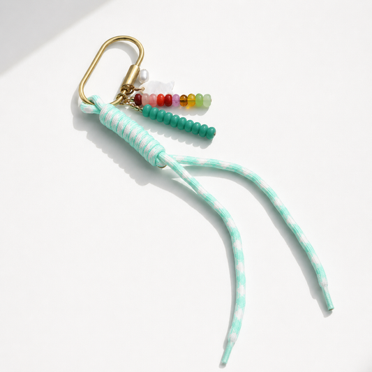 Beaded Bag Charm Keychain with Mother-of-Pearl Fish — Catch of the Day