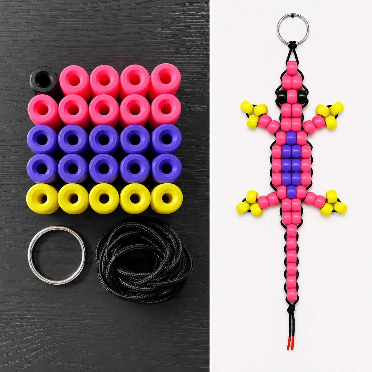 Giant Pony Bead Lizard DIY Kit – 3 Ft 90s Nostalgia Wall Art Sculpture