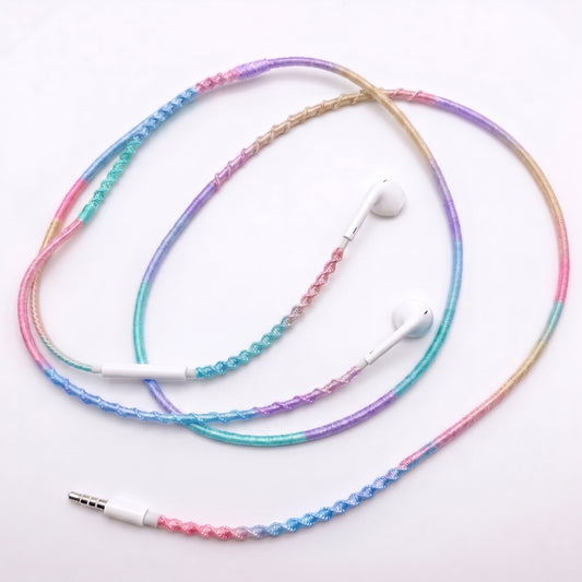 Lavender breeze earphone wrap purple blue gradient — handmade headphone accessory