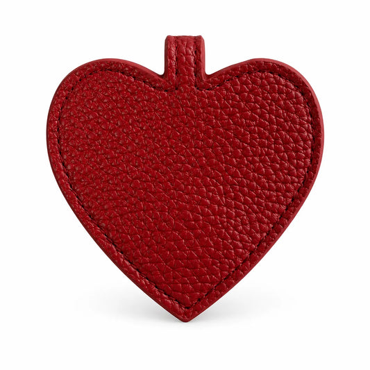 red heart earphone pouch in pebbled vegan leather, front view