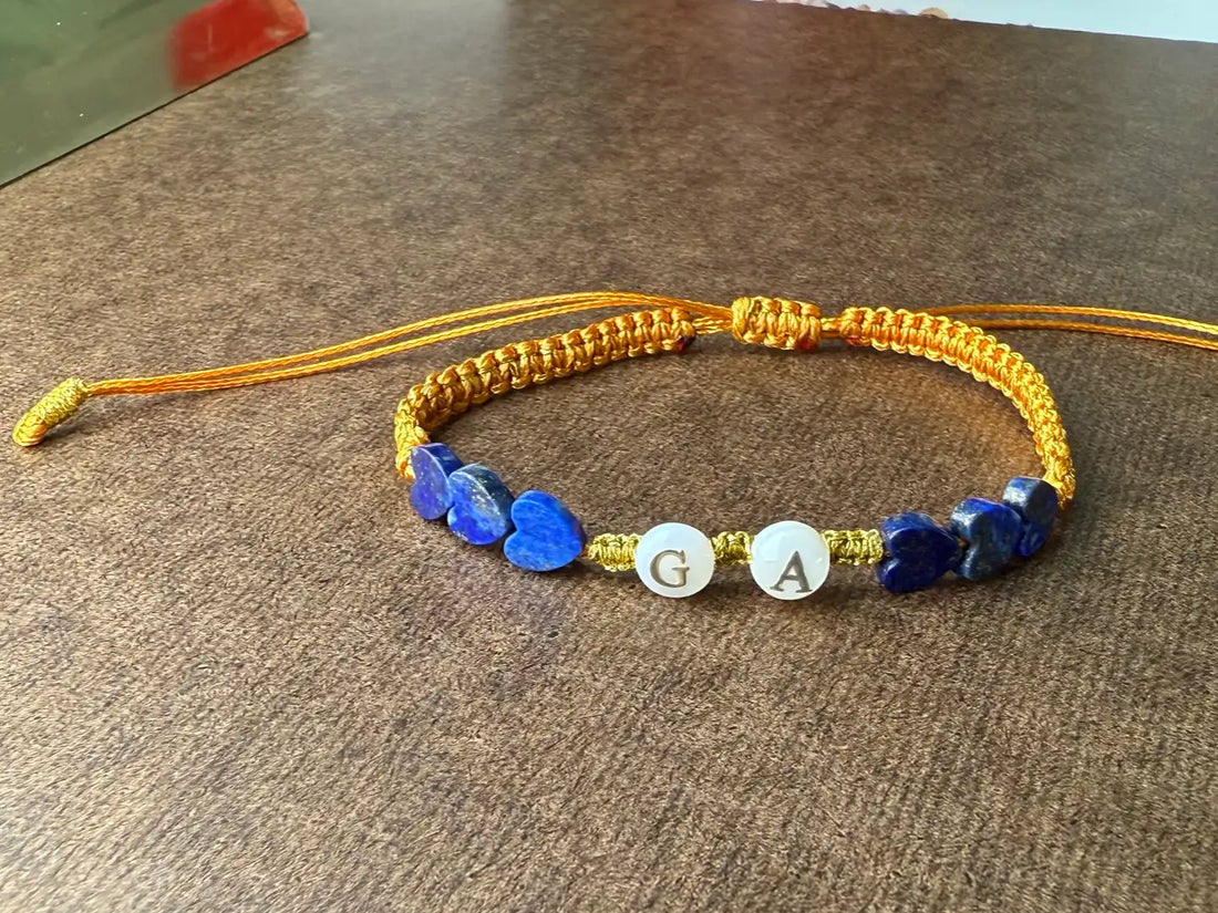 How to Tie a Lapis Lazuli Bracelet with Initials (Easy Square Knot Tutorial)