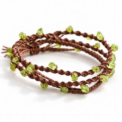 Ward the Night – Peridot Spiral Knot Wrap Bracelet