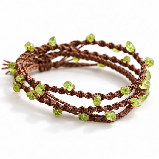 Ward the Night – Peridot Spiral Knot Wrap Bracelet