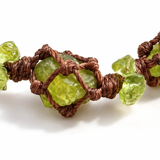 Guiding Light – Raw Peridot Wrapped Bracelet