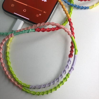 Bold Rainbow Hand-Wrapped Wired Earphones — Colorful Y2K Design