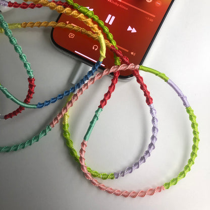 Bold Rainbow Hand-Wrapped Wired Earphones — Colorful Y2K Design