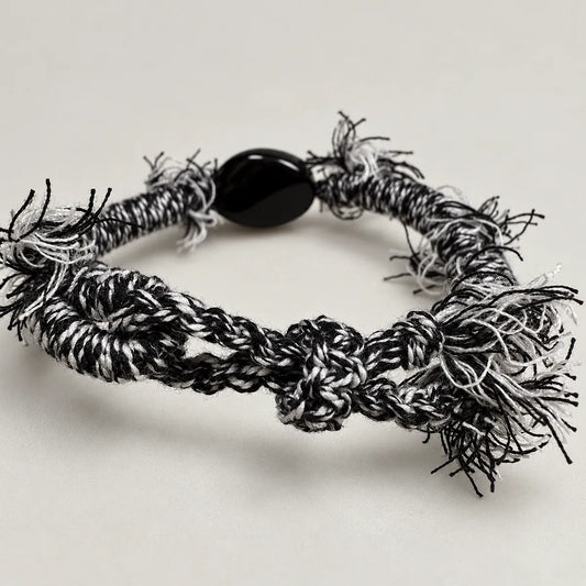 Stand Guard – Black Obsidian Braided Cord Bracelet