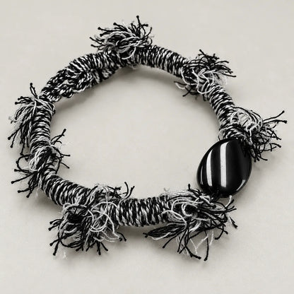 Stand Guard – Black Obsidian Braided Cord Bracelet