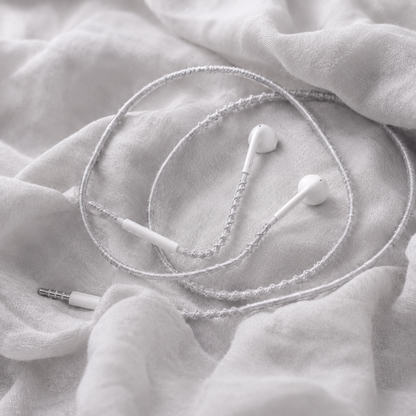 Silver Mist Hand-Wrapped Wired Earphones — Soft Grey Minimal Finish