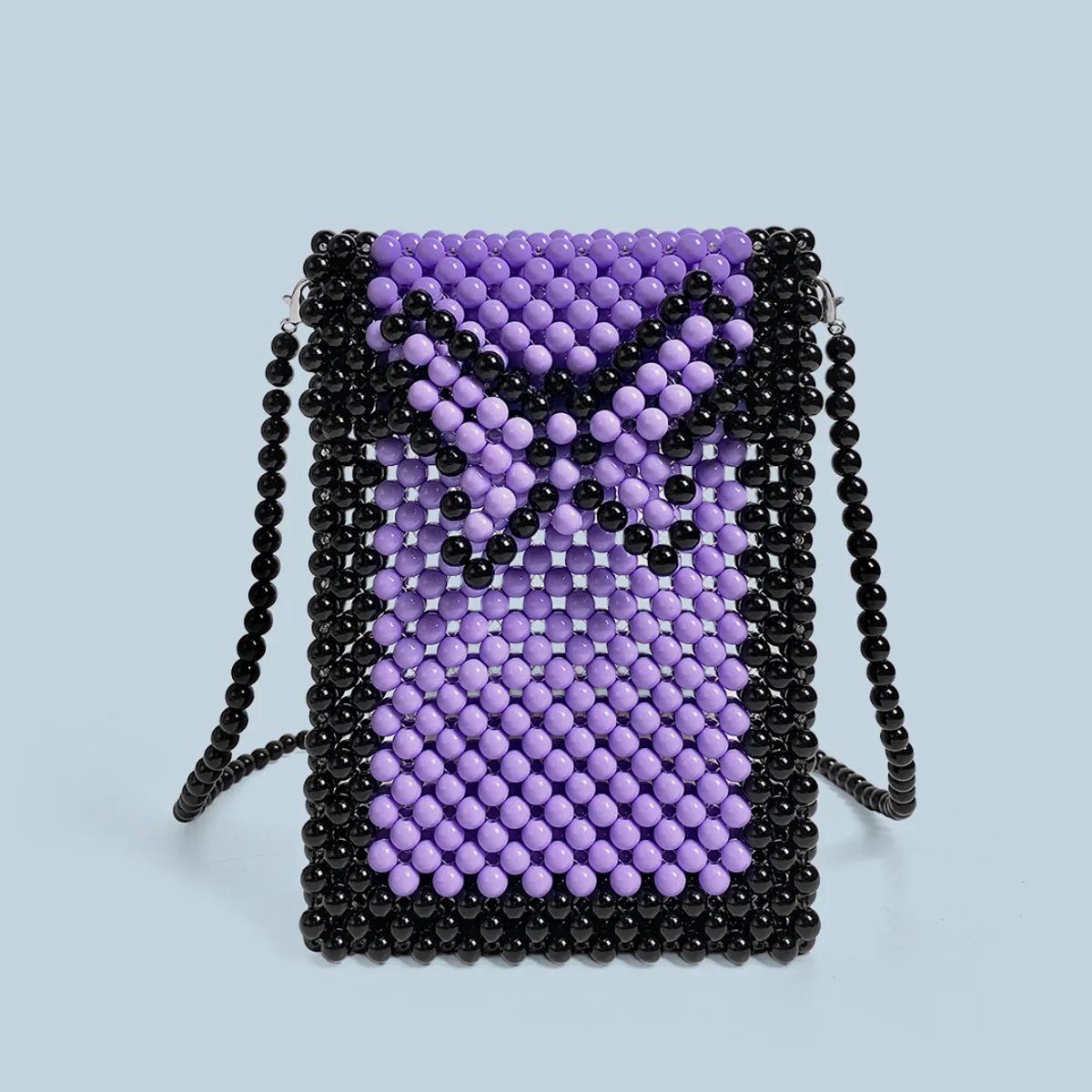 Purple Butterfly Bag — Beaded Phone Crossbody, Handmade