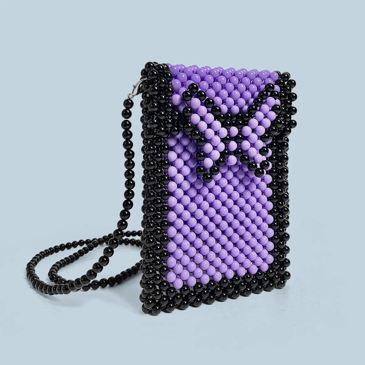 Purple Butterfly Bag — Beaded Phone Crossbody, Handmade