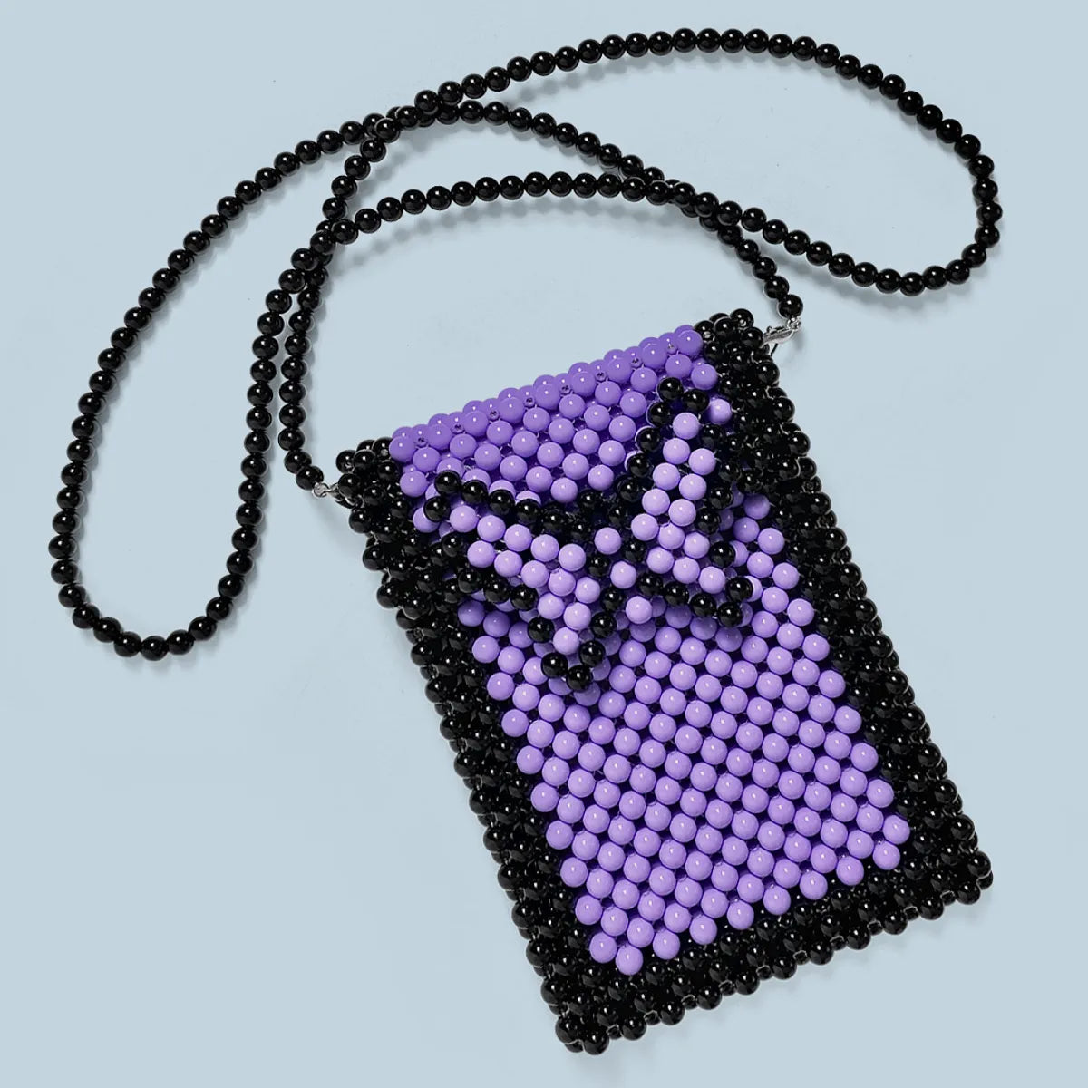 Purple Butterfly Bag — Beaded Phone Crossbody, Handmade