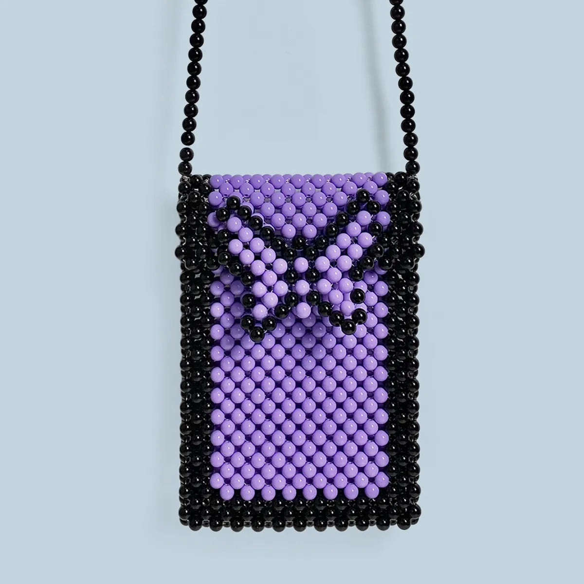 Purple Butterfly Bag — Beaded Phone Crossbody, Handmade