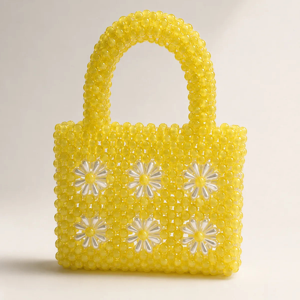 Yellow Beaded Daisy Tote Bag | Sunshine Bloom