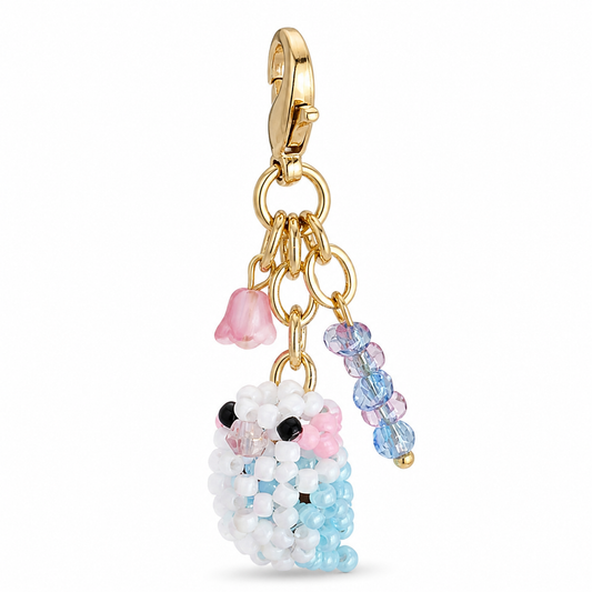 Handmade Glass Seed-Bead Little Bird Bag Charm - Beaded Little Bird Keychain for Bags & Keys