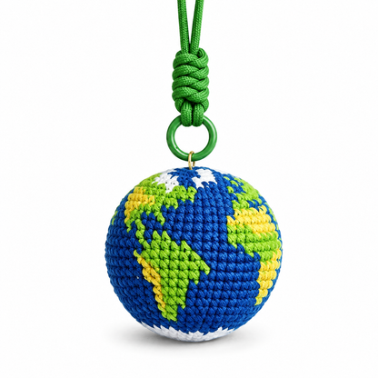 Blue Marble Earth Keychain – Hand-Crocheted Globe Charm for Bags & Backpacks