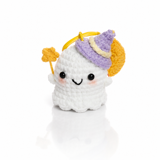 Star Wish Little Ghost Keychain – Hand-Crocheted Halloween Bag Charm
