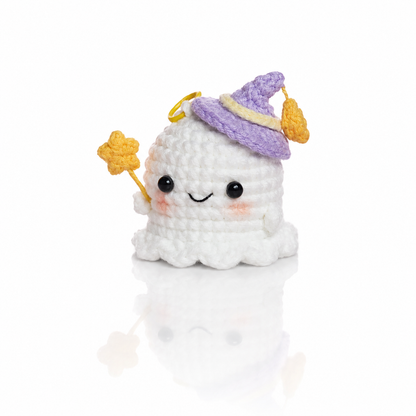 Star Wish Little Ghost Keychain – Hand-Crocheted Halloween Bag Charm
