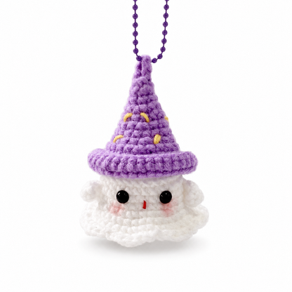 Ghost Bust Keychain – Hand-Crocheted Halloween Character Bag Charm