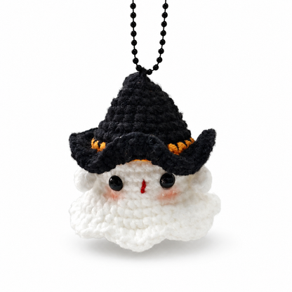 Ghost Bust Keychain – Hand-Crocheted Halloween Character Bag Charm
