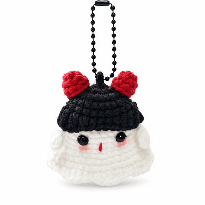 Ghost Bust Keychain – Hand-Crocheted Halloween Character Bag Charm