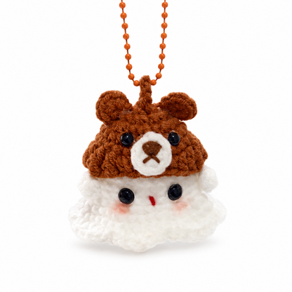 Ghost Bust Keychain – Hand-Crocheted Halloween Character Bag Charm