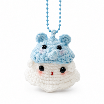 Ghost Bust Keychain – Hand-Crocheted Halloween Character Bag Charm