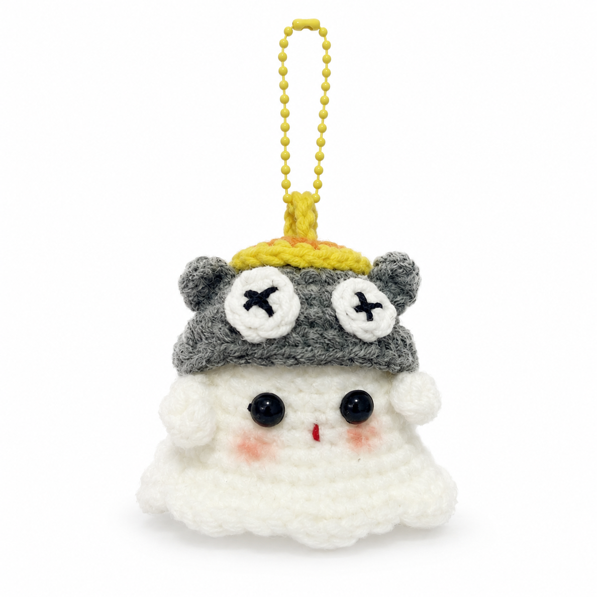 Ghost Bust Keychain – Hand-Crocheted Halloween Character Bag Charm