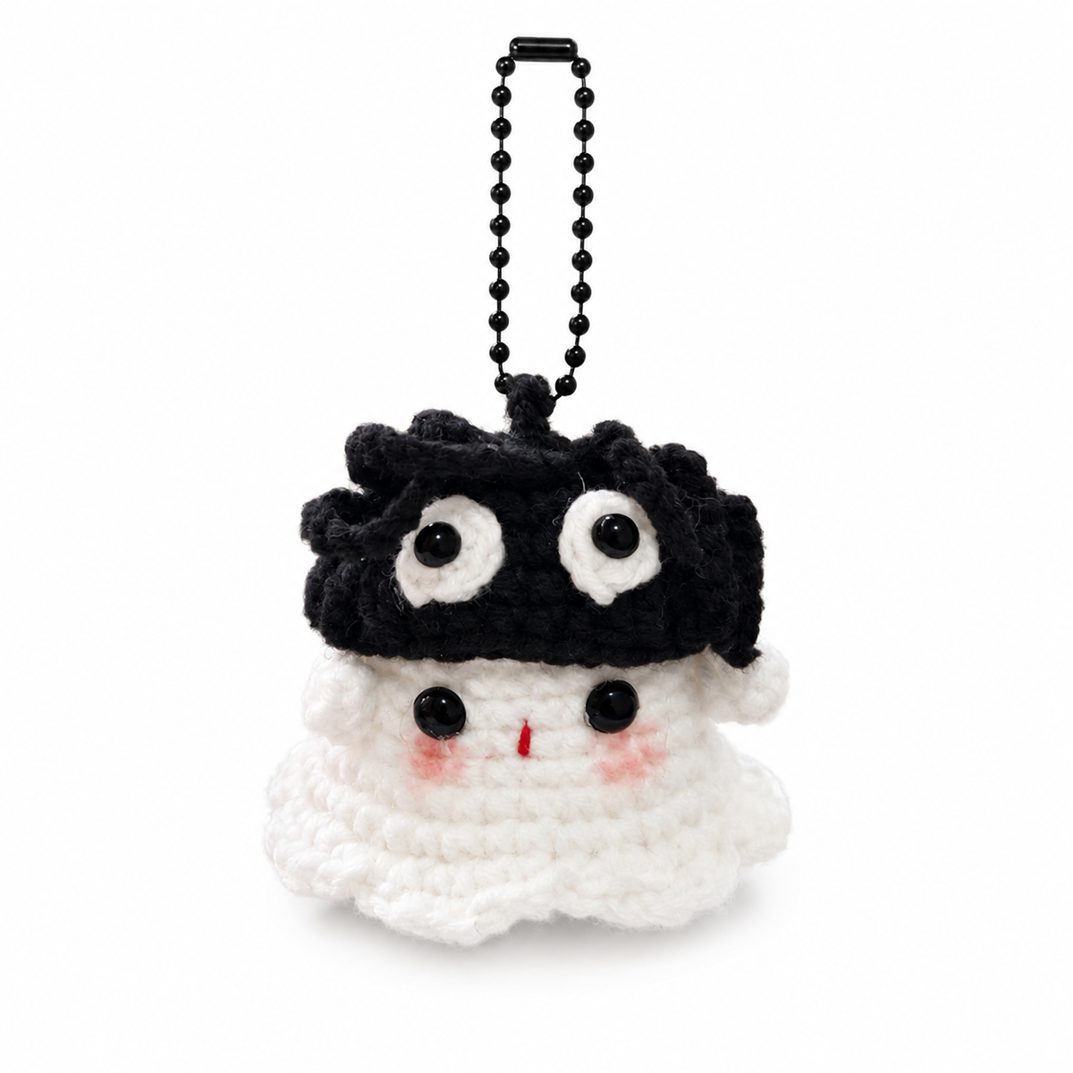 Ghost Bust Keychain – Hand-Crocheted Halloween Character Bag Charm