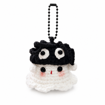 Ghost Bust Keychain – Hand-Crocheted Halloween Character Bag Charm
