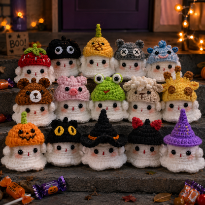 Ghost Bust Keychain – Hand-Crocheted Halloween Character Bag Charm