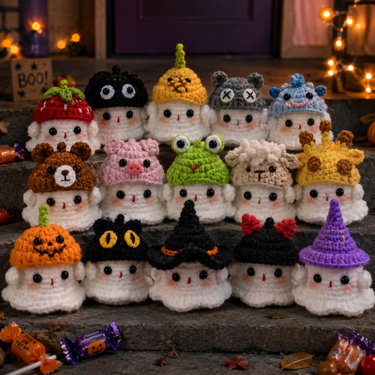 Ghost Bust Keychain – Hand-Crocheted Halloween Character Bag Charm