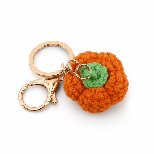 Golden Gourd Pumpkin Keychain – Hand-Crocheted Fall Bag Charm