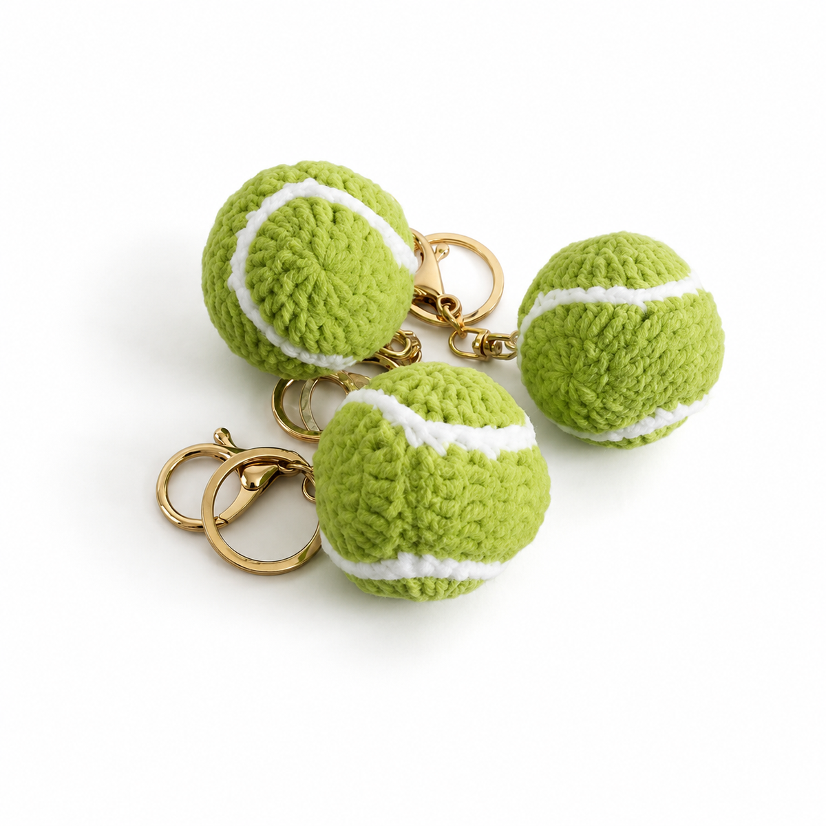 Center Court Tennis Ball Keychain – Hand-Crocheted Sports Bag Charm