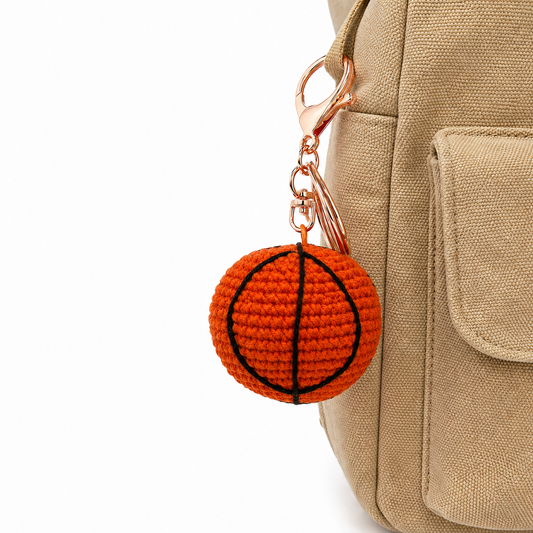 Fast Break Basketball Keychain – Hand-Crocheted Sports Bag Charm