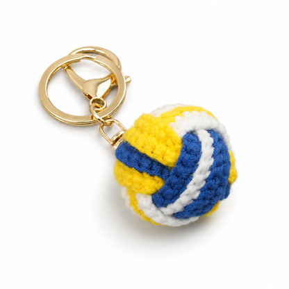 Sunset Rally Volleyball Keychain – Hand-Crocheted Sports Bag Charm