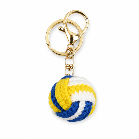 Sunset Rally Volleyball Keychain – Hand-Crocheted Sports Bag Charm