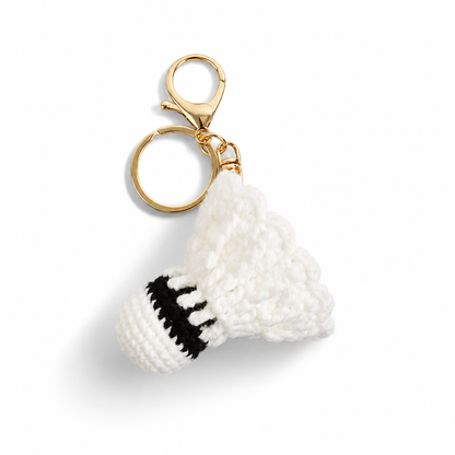 Feather Shuttlecock Keychain – Hand-Crocheted Badminton Bag Charm
