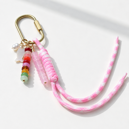 Beaded Bag Charm Keychain with Mother-of-Pearl Fish — Catch of the Day