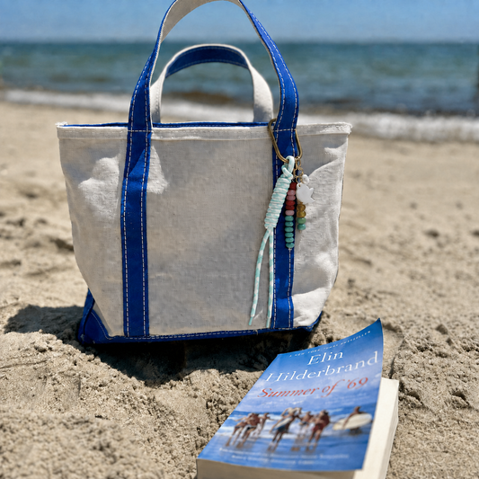 Beaded Bag Charm Keychain with Mother-of-Pearl Fish — Catch of the Day