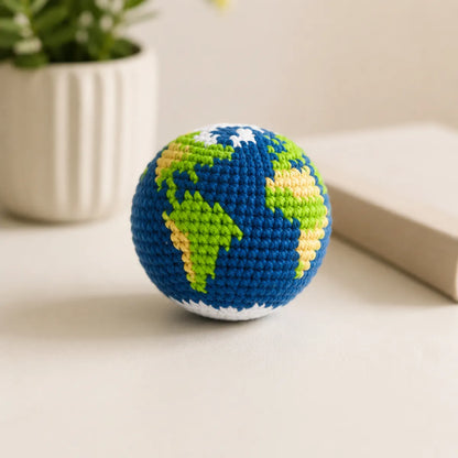 DIY Crochet Earth Globe Kit for Beginners - Amigurumi Planet Pendant, Space Lover & Teacher Gift, Earth Day Craft with Yarn & Hook