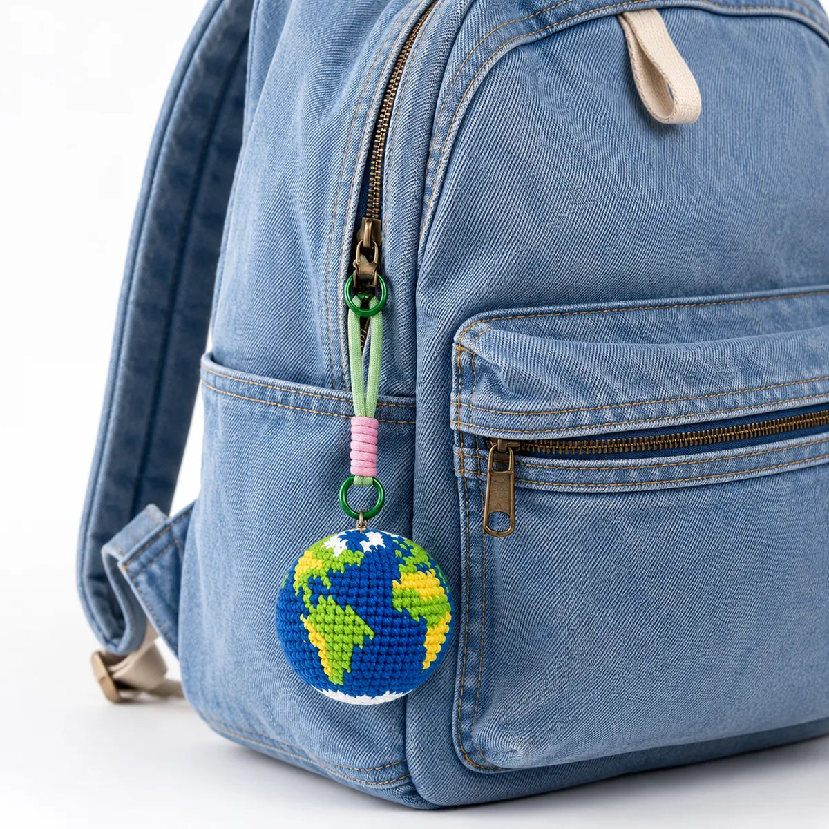 DIY Crochet Earth Globe Kit for Beginners - Amigurumi Planet Pendant, Space Lover & Teacher Gift, Earth Day Craft with Yarn & Hook