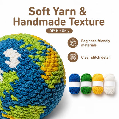 DIY Crochet Earth Globe Kit for Beginners - Amigurumi Planet Pendant, Space Lover & Teacher Gift, Earth Day Craft with Yarn & Hook