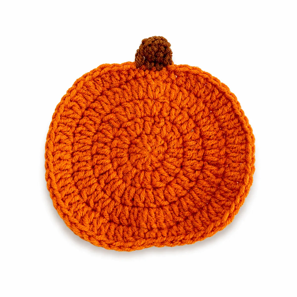 Crochet Pumpkin Coaster Set — Handmade Fall Mug Rug, Cotton Autumn Table Decor for Coffee