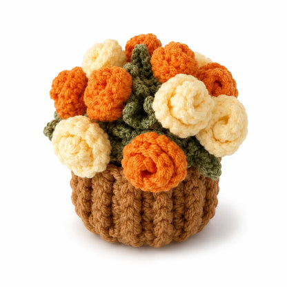 Crochet Marigold Coaster — Handmade Fall Flower Mug Rug That Folds Into a Bouquet, Autumn Decor